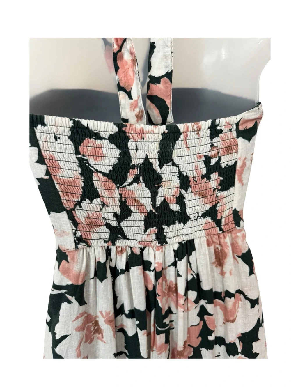 ABERCROMBIE | Knotted Floral Linen Blend Halter Maxi Dress, Size XS Petite